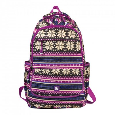 Рюкзак BRAUBERG молодежный, «Фиолетовые узоры», канвас, 47×32×14 см