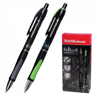 Ручка шариковая ERICH KRAUSE, автоматическая, «Megapolis Concept», корпус черный, 0.7 мм, черная