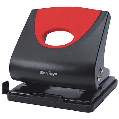 Дырокол Berlingo «Office Soft» 30л., пластиковый, красный, с линейкой