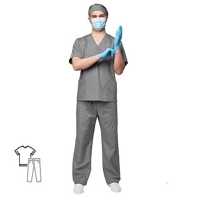 Костюм хирурга универсальный м05-КБР серый (размер 44-46, рост 158-164)