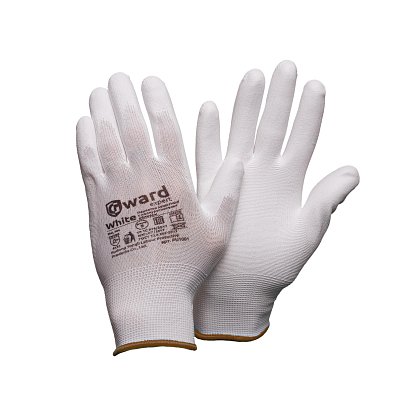 Перчатки защитные нейлон Gward White PU1001 с п/у покрытие р.10 (12 пар/уп)