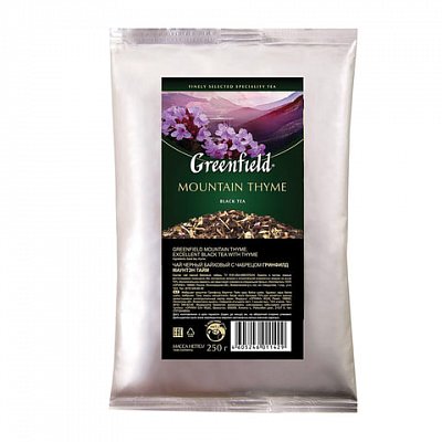 Чай GREENFIELD «Mountain Thyme», черный с чабрецом, листовой, 250 г, пакет