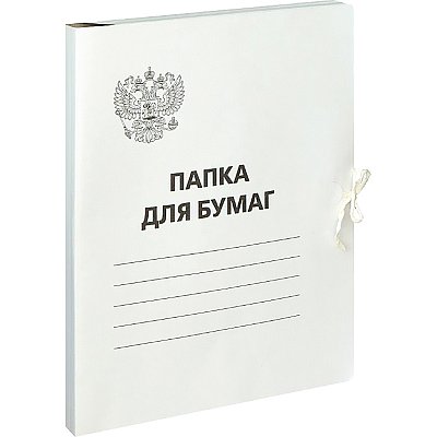 Папка для бумаг с завязками OfficeSpace, Герб России, картон немелованный,300г/м2, белый, до 200л. 