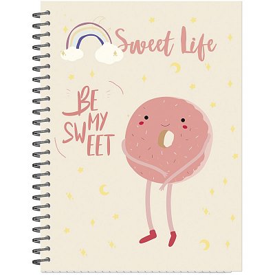 Бизнес-тетрадь креативная Attache Selection Sweet Life Пончик А5 96 листов разноцветная в клетку на спирали 2 разделителя (145×203 мм)
