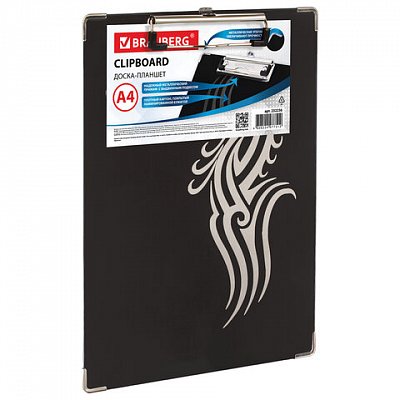 Доска-планшет BRAUBERG "Black Jack", с верхним прижимом, А4, 22,6х31,5 см, картон/ламинированная бумага
