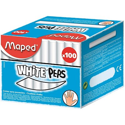 Мел белый MAPED (Франция), антипыль, набор 100 шт., круглый