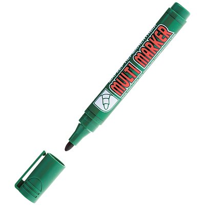 Маркер перманентный Crown «Multi Marker» зеленый, пулевидный, 3мм