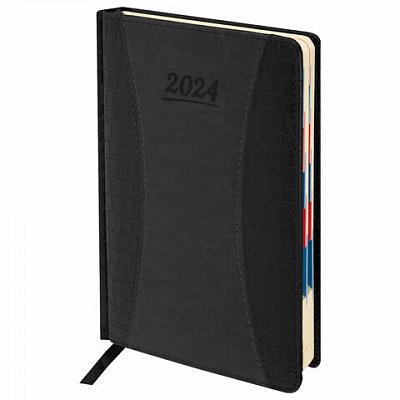 Ежедневник датированный 2024 А5 148×218мм GALANT CombiContract, под кожу, черный