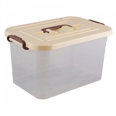 Ящик 10 л, с крышкой на защелках, 19×35×23 см, крышка с ручкой, пластик, синий/прозрачный