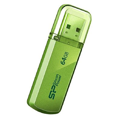 Флеш-память Silicon Power Helios 101 64GB USB 2.0, зеленый, алюминий