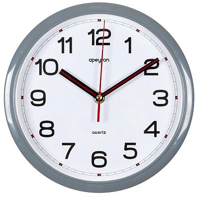 Часы настенные, круглые, цвет корпуса серый PL200909