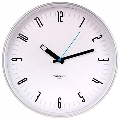 Часы настенные TROYKA 77777710, круг, белые, белая рамка, 30.5×30.5×3.5 см