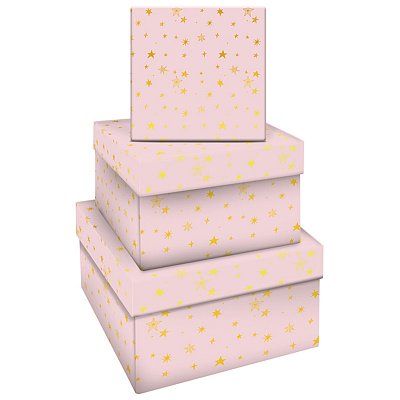 Набор квадратных коробок 3в1, MESHU «Stars», (19.5×19.5×11-15.5×15.5×9см)
