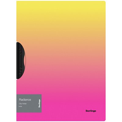 Папка с пластиковым клипом Berlingo «Radiance» А4, 450 мкм, желтый/розовый градиент