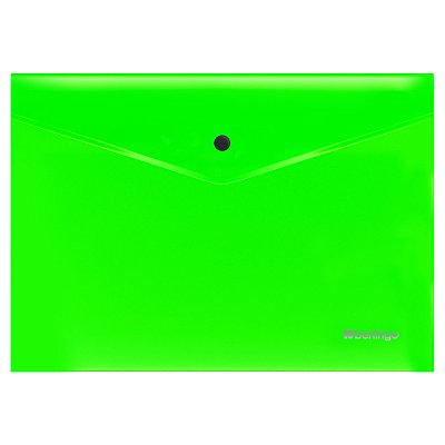 Папка-конверт на кнопке Berlingo «Neon» А4, 200мкм, прозрачная зеленый неон