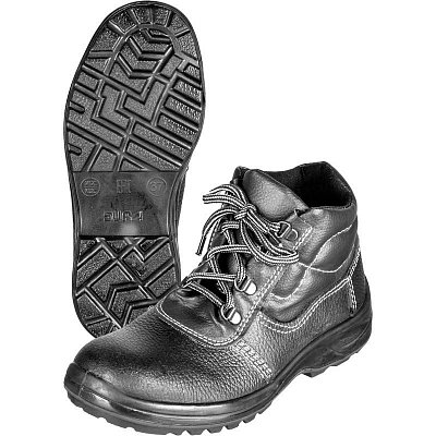 Ботинки Профи ПУ натуральная кожа черные с металлическим подноском размер 39