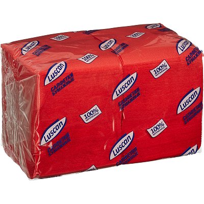 Салфетки бумажные Luscan Profi Pack 1-слойные (24×24 см, красные, 400 штук в упаковке)
