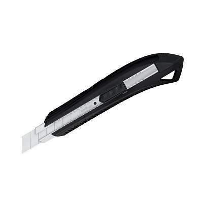Нож канцелярский 18мм Berlingo «Razzor 200», auto-lock, металл. направл., черный, европодвес