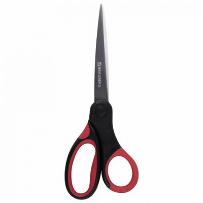 Ножницы BRAUBERG «Energy», 160 мм, прорезиненные ручки, красно-черные, 2-х сторонняя заточка, блистер