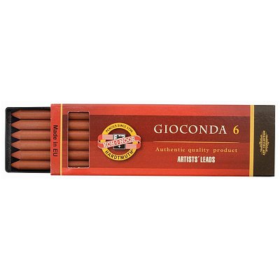 Сангина Koh-I-Noor «Gioconda», коричневая красная, стержень, 5.6мм, 6шт., пластик короб