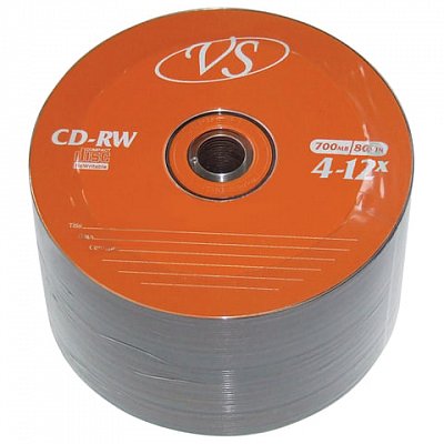 Диски CD-RW VS 700 Mb 4-12x, КОМПЛЕКТ 50 шт., Bulk