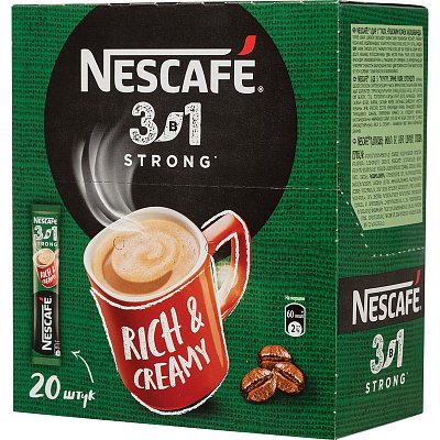 Кофе порционный растворимый Nescafe 3 в 1 крепкий 20 пакетиков по 14.5 г