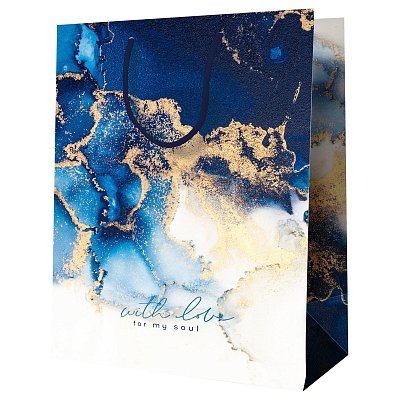 Пакет подарочный 18×23×10см MESHU «Мраморный стиль. Синий», ламинированный