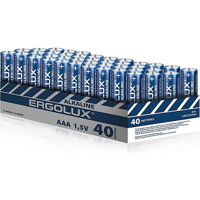 Батарейка Ergolux Alkaline BOX40 LR03 (ПРОМО, LR03 BOX40, 1.5В) 40шт/уп