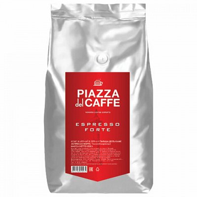 Кофе в зернах PIAZZA DEL CAFFE «Espresso Forte» натуральный, 1000 г, вакуумная упаковка