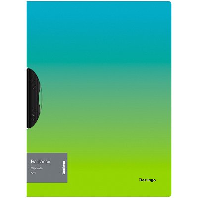 Папка с пластиковым клипом Berlingo «Radiance» А4, 450 мкм, голубой/зеленый градиент