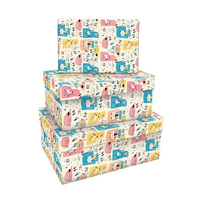 Набор прямоугольных коробок 3в1, MESHU «Summer Party», (19×12×7.5-15×10×5см)