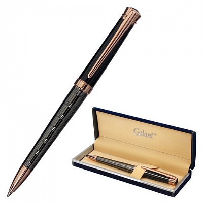 Ручка подарочная шариковая GALANT «COLLAGE», корпус черный/металлический, детали розовое золото, узел 0.7 мм, синяя