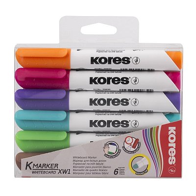 Набор маркеров для досок Kores 6 цветов  (толщина линии 3 мм)
