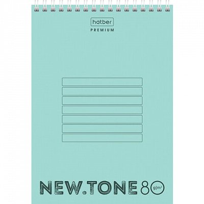 Блокнот А5 80л. на гребне Hatber «NEWtone Pastel. Мята», 80г/м2, пластиковая обложка