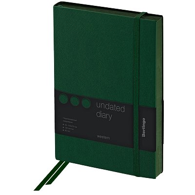 Ежедневник недатир. A5, 136л., кожзам, Berlingo «Western», с резинкой, зеленый