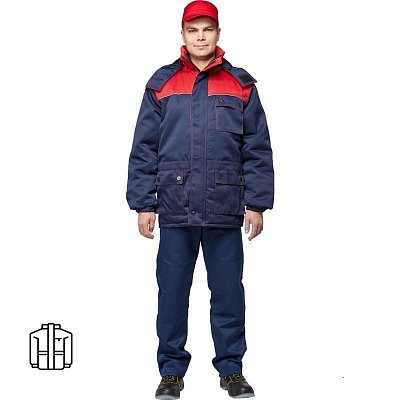Куртка рабочая зимняя мужская з08-КУ с СОП синяя/красная (размер 60-62, рост 182-188)