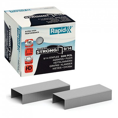 Скобы для степлера RAPID HD110 «Super Strong» №9/14, 5000 штук, в картонной коробке, до 110 листов