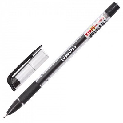 Ручка гелевая с грипом STAFF «College», ЧЕРНАЯ, корпус прозрачный, игольчатый узел 0.6 мм, линия письма 0.3 мм