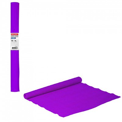 Цветная бумага крепированная BRAUBERG, плотная, растяжение до 45%, 32 г/м2, рулон, фиолетовая, 50?250 см