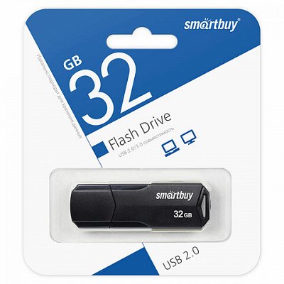 Флеш-диск 32GB SMARTBUY Clue USB 2.0, черный