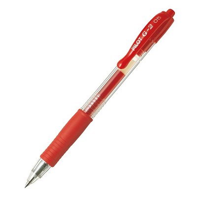 Ручка гелевая автоматическая Pilot BL-G2-5 красная (толщина линии 0.3 мм)