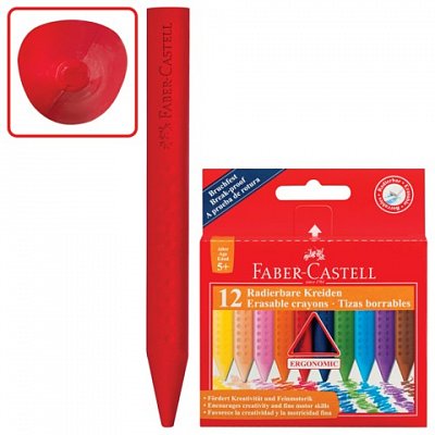 Мелки пластиковые FABER-CASTELL «Grip», 12 цветов, трехгранные, картонная упаковка, подвес