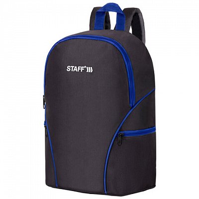 Рюкзак STAFF TRIP универсальный, 2 кармана, черный с синими деталями, 40×27x15.5 см