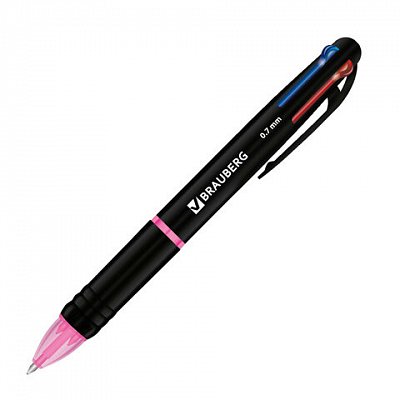 Ручка многоцветная шариковая автоматическая MULTICOLOR-X 4 ЦВЕТА, корпус ассорти, стандартный узел 0.7 мм, BRAUBERG