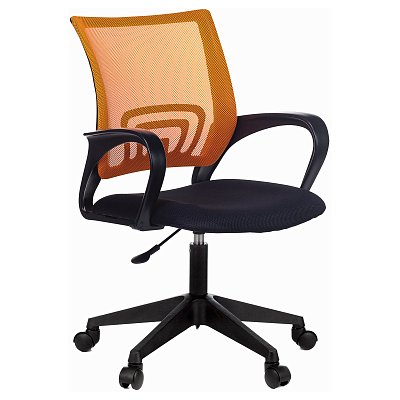 Кресло оператора Helmi HL-M95 R (695) «Airy», спинка сетка оранжевая/сиденье ткань TW черная, пиастра