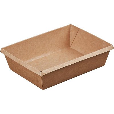 Бумажный контейнер OneClick для салатов, для второго 500 мл коричневый (160×120×45 мм, 400 штук в упаковке)