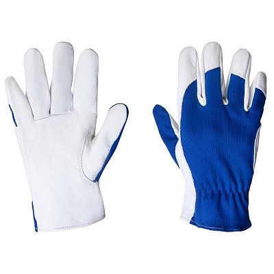 Перчатки рабочие JetaSafety JLE321 кожаные синие/белые (размер 8, M)