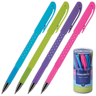 Ручка гелевая пиши-стирай неавтоматическая Bruno Visconti DeleteWrite Горошек синяя (толщина линии 0.5 мм)