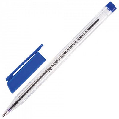 Ручка шариковая BRAUBERG, трехгранная, корпус прозрачный, 1 мм, , синяя