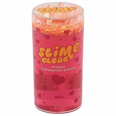 Слайм Slime «Clear-slime. Ягодка», красный, с наполнением слюда, с ароматом вишни, 250г